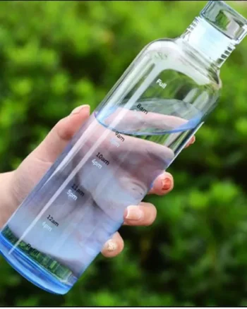 Glass Bottle With Time Marker blue