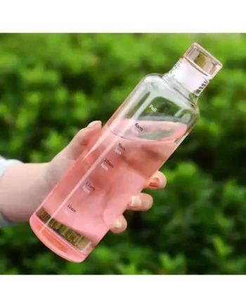 Glass Bottle With Time Marker pink